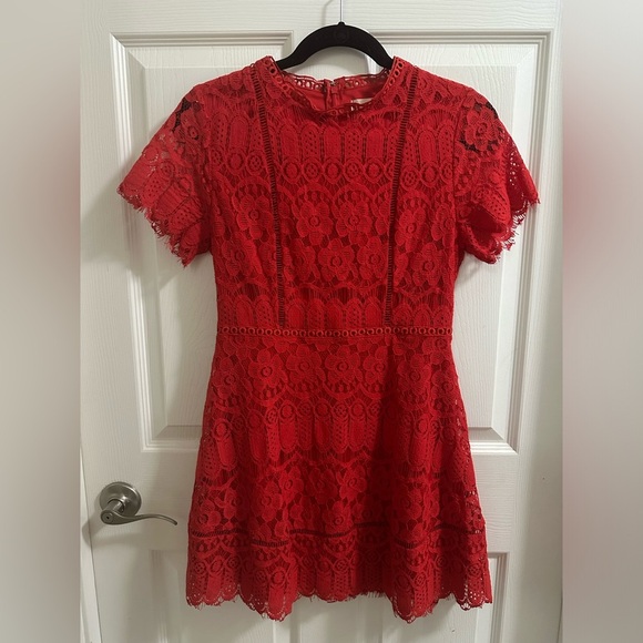 Altar’d State Cherry Red Lace Mini Cocktail Semi-formal Dress Women’s Size Small - Picture 2 of 6
